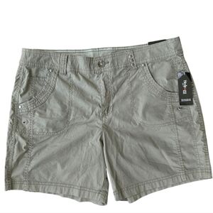 Style & Co Women's Mid Rise Shorts Olive Green Cotton Blend Size 14P NWT